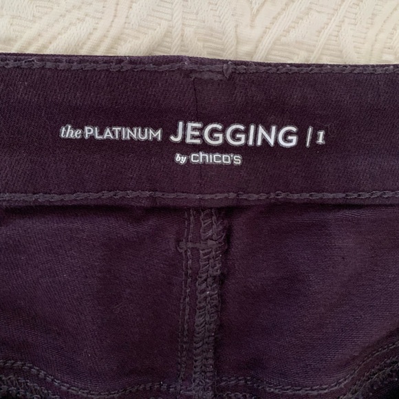 Chico’s Platinum Jeggings Deep Purple Eggplant Denim Womens Size 1 / U.S. Size 8 - Picture 13 of 14
